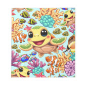 ウミガメベビーハッピー&カワイキャラクター ノートパッド (正面)