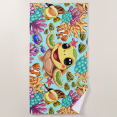 ウミガメベビーハッピー&カワイキャラクター ビーチタオル (正面)