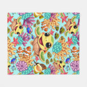 ウミガメベビーハッピー&カワイキャラクター フリースブランケット (正面(横))