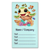 ウミガメベビーハッピー&カワイキャラクター マグネット名刺 (正面縦)