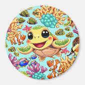 ウミガメベビーハッピー&カワイキャラクター マグネット (正面)