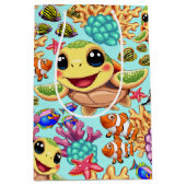 ウミガメベビーハッピー&カワイキャラクター ミディアムペーパーバッグ (正面)