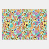 ウミガメベビーハッピー&カワイキャラクター ラッピングペーパーシート (正面)