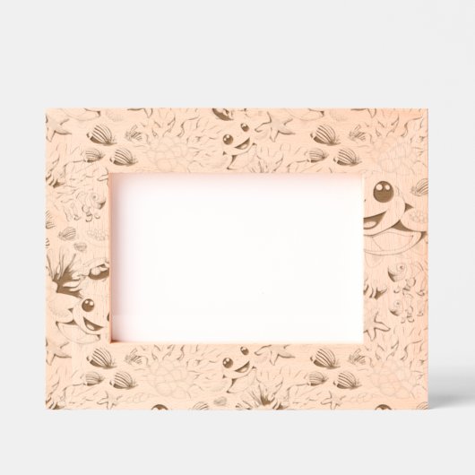 ウミガメベビーハッピー&カワイキャラクター レーザー彫刻フレーム (正面)