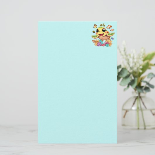 ウミガメベビーハッピー&カワイキャラクター 便箋 (スタンド正面)