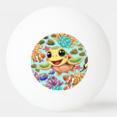 ウミガメベビーハッピー&カワイキャラクター 卓球ボール (正面)