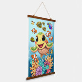 ウミガメベビーハッピー&カワイキャラクター 吊り下げ型タペストリー (傾斜あり)