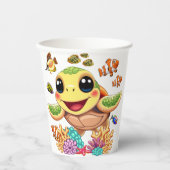 ウミガメベビーハッピー&カワイキャラクター 紙コップ (正面)