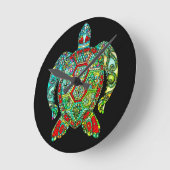 ウミガメモザイク ラウンド壁時計 (傾斜)