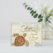 ウミガメモダン沿岸海ビーチスワーズスタイル インビテーションポストカード (スタンド正面)