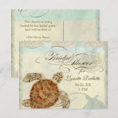 ウミガメモダン沿岸海ビーチスワーズスタイル インビテーションポストカード (正面/裏面)