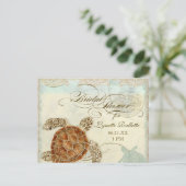 ウミガメモダン沿岸海ビーチスワーズスタイル インビテーションポストカード (スタンド正面)