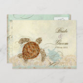 ウミガメモダン沿岸海ビーチスワーズスタイル インビテーションポストカード (正面/裏面)