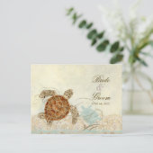 ウミガメモダン沿岸海ビーチスワーズスタイル インビテーションポストカード (スタンド正面)