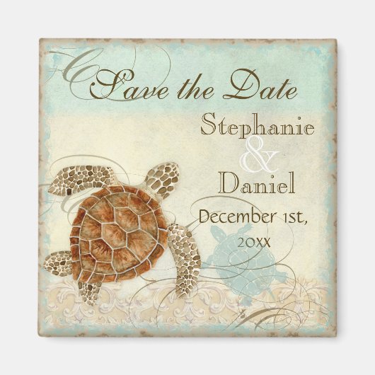 ウミガメモダン沿岸海ビーチスワーズスタイル マグネット (正面)