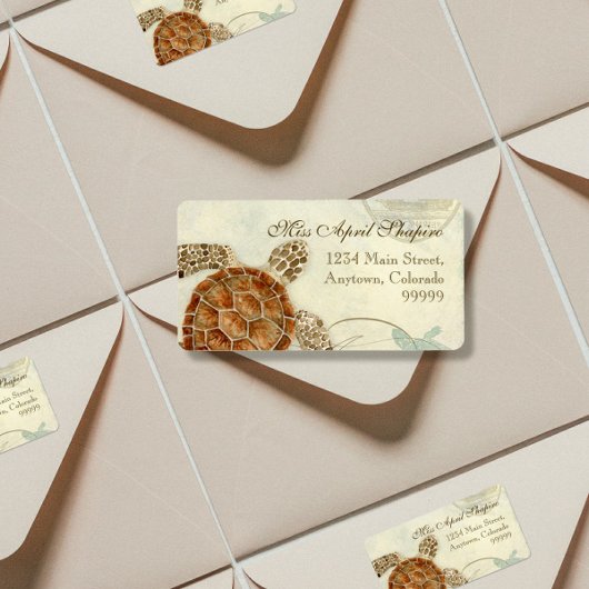 ウミガメモダン沿岸海ビーチスワーズスタイル ラベル