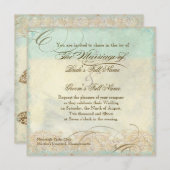 ウミガメモダン沿岸海ビーチスワーズスタイル 招待状 (正面/裏面)