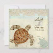 ウミガメモダン沿岸海ビーチスワーズスタイル 招待状 (裏面)