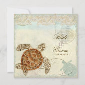 ウミガメモダン沿岸海ビーチスワーズスタイル 招待状 (裏面)