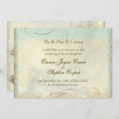 ウミガメモダン沿岸海ビーチスワーズスタイル 招待状 (正面/裏面)