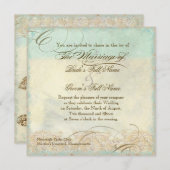 ウミガメモダン沿岸海ビーチスワーズスタイル 招待状 (正面/裏面)