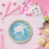 ウミガメロープの青い海ガラスは個人化なります ペーパープレート (パーティー)