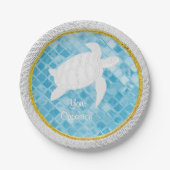 ウミガメロープの青い海ガラスは個人化なります ペーパープレート (正面)