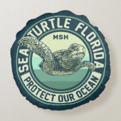ウミガメ保護カスタムモノグラム ラウンドクッション (裏面)