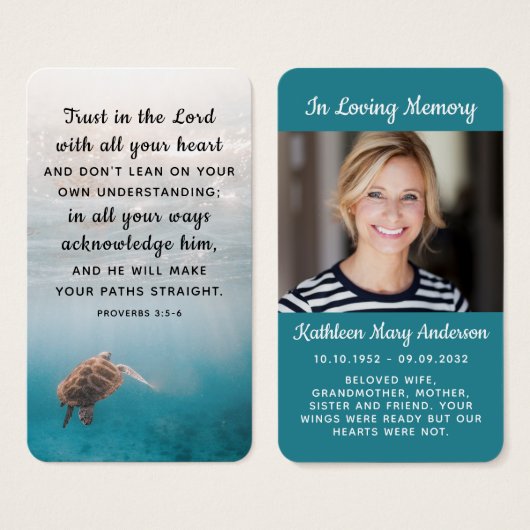 ウミガメ写真追憶祈りの言葉カード (正面&裏面)