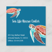 ウミガメ図解入りの、写真付きのの名刺 スクエア名刺 (正面)