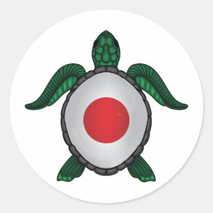 ウミガメ国旗 ラウンドシール
