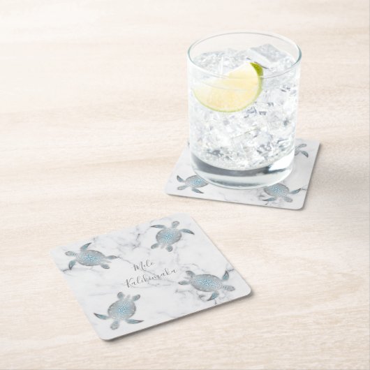 ウミガメ大理石 | Melle Kalikimaka |クリスマス スクエアペーパーコースター (インサイチュ)