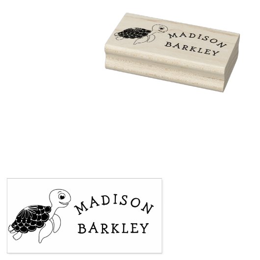 ウミガメ子かわいい海動物名 ラバースタンプ (押印)