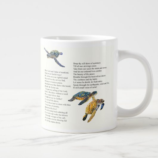 ウミガメ平和祈りの言葉詩ジャンボマグ ジャンボコーヒーマグカップ (右)