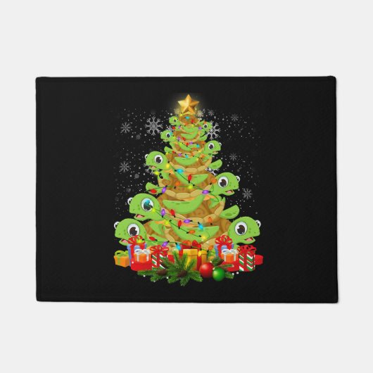 ウミガメ恋人クリスマスツリーサンタシーカメ ドアマット (正面)