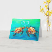 ウミガメ愛 カード (黄色い花)