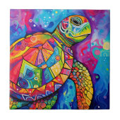 ウミガメ抽象芸術アースデイ海ビーチ自然 タイル (正面)
