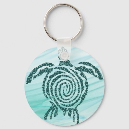 ウミガメ救のアートキーチェーン キーホルダー (正面)
