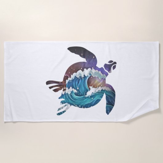 ウミガメ日本の波 ビーチタオル (正面)