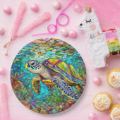 ウミガメ染色ガラス ペーパープレート (パーティー)