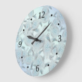 ウミガメ模様シルバーブルー航海の沿岸 ラージ壁時計 (傾斜)