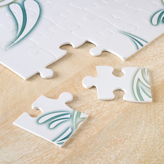 ウミガメ模様ホワイトグリーン ジグソーパズル (側面)