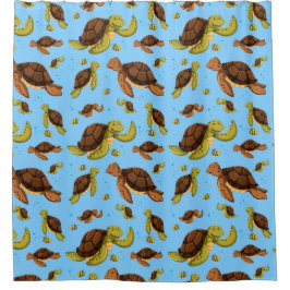 ウミガメ模様 シャワーカーテン