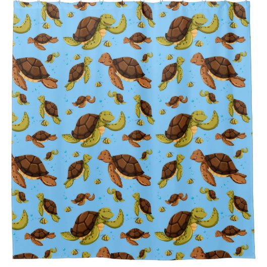 ウミガメ模様 シャワーカーテン (正面)