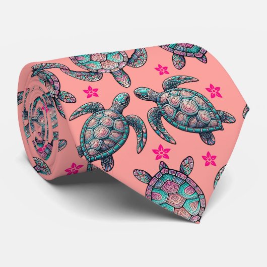 ウミガメ模様 ネクタイ (ロール)