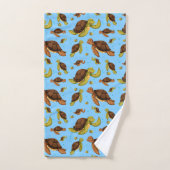 ウミガメ模様 バスタオルセット (ハンドタオル)