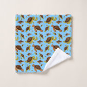 ウミガメ模様 バスタオルセット (ウォッシュタオル)