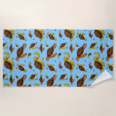 ウミガメ模様 ビーチタオル (正面)