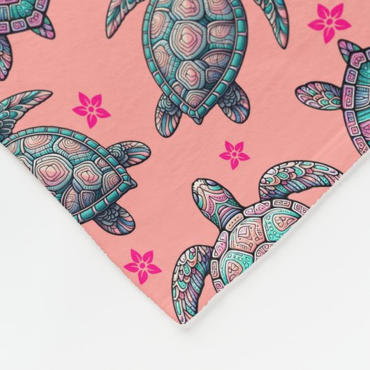 ウミガメ模様 フリースブランケット (角)