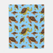 ウミガメ模様 フリースブランケット (正面)